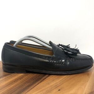 Cole Haan Men's 10.5 B Narrow Pinch Tassel Black Leather Dress Shoes Loafer